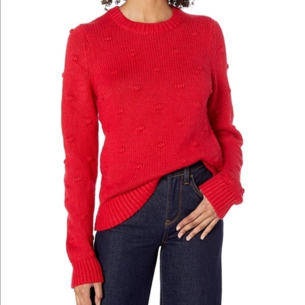 𝅺LUCKY Brand red pom-pom crewneck sweater